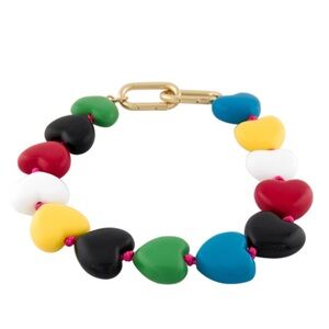 Clare V. Multi-colored Wood Heart Collar